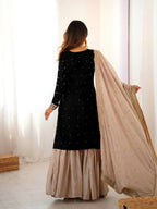 Lehenga Mart Designer Sharara Suit With Kurta, Sharara, Dupatta For Women-Black - Distacart