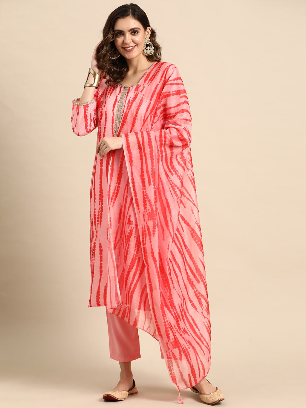 Sangria Women Printed Regular Pure Cotton Kurta with Palazzos & With Dupatta