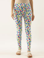 Souchii White & Blue Printed Slim-Fit Ankle-Length Leggings - Distacart