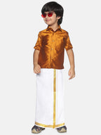 Sethukrishna Boys Yellow & White Shirt with Dhoti
