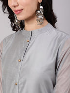 Aks Thread Work Chanderi Silk Kurta