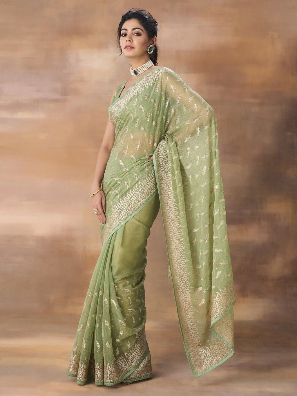 kasee Floral Embroidered Art Silk Saree - Distacart