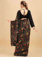 Sangria Floral Printed Embroidered Saree - Distacart