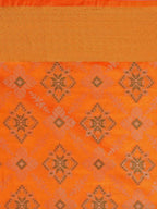 Saree Mall Yellow Silk Blend Patola Print Kanjeevaram Saree with Unstitched Blouse - Distacart