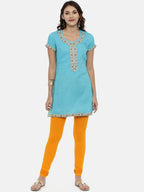 Souchii Mustard Yellow Solid Slim-Fit Churidar-Length Leggings - Distacart
