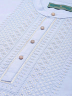 House of Pataudi Jashn Pure Cotton Yoke Design Sequinned Kurta