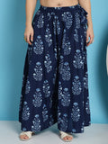 TAG 7 Plus Size Ethnic Motifs Block Printed Pure Cotton Flared Ethnic Palazzo