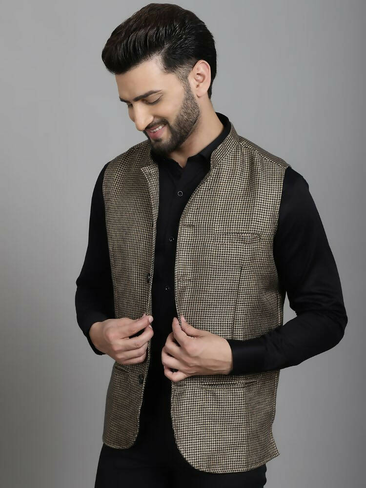 Even Apparels Nehru Jacket With Welt Pockets - Beige