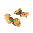 Nuyug 22K Gold Plated Pearls Studded Contemporary Shaped Enamel Jhumkas - Distacart