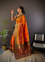 Joban Fashion Deep Maroon Small Butti Banarasi Silk Sarees