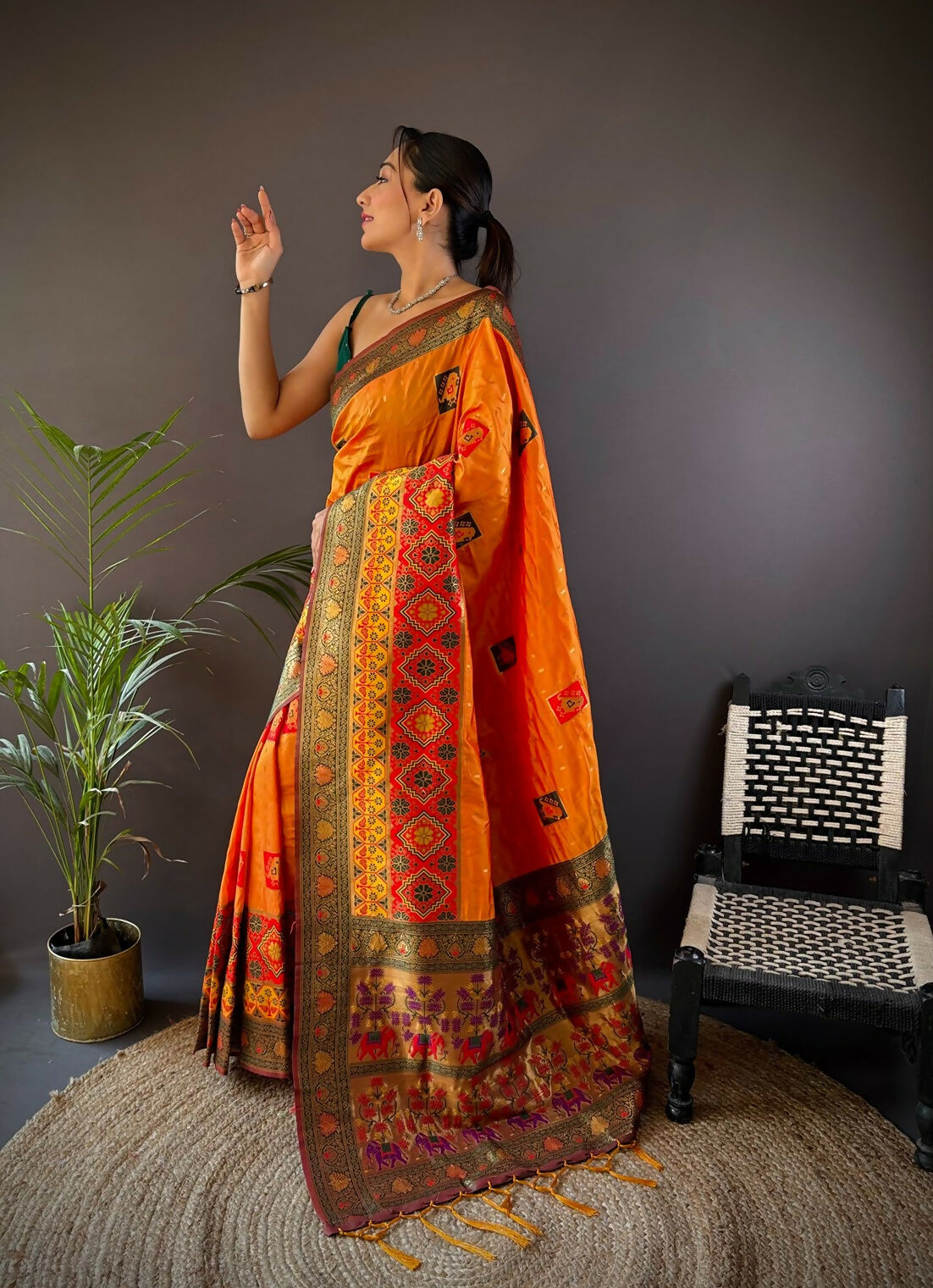 Joban Fashion Deep Maroon Small Butti Banarasi Silk Sarees