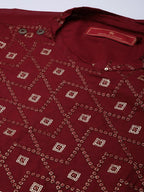House of Pataudi Ethnic Motifs Embroidered Pure Cotton Sequinned Jashn Kurta
