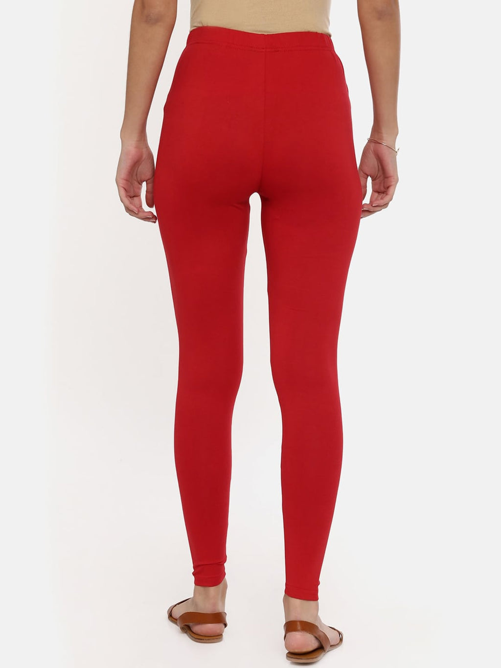 Souchii Red Solid Slim-Fit Ankle-Length Leggings - Distacart