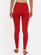 Souchii Red Solid Slim-Fit Ankle-Length Leggings - Distacart