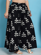 TAG 7 Floral Block Printed Flared Pure Cotton Ethnic Palazzos