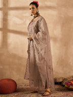 Indo Era Women Ethnic Motifs Embroidered Regular Thread Work Kurta with Trousers & With Dupatta - Distacart