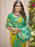 Shree Shyam Fashion Pochampalli Silk Mustard Yellow Saree - Distacart