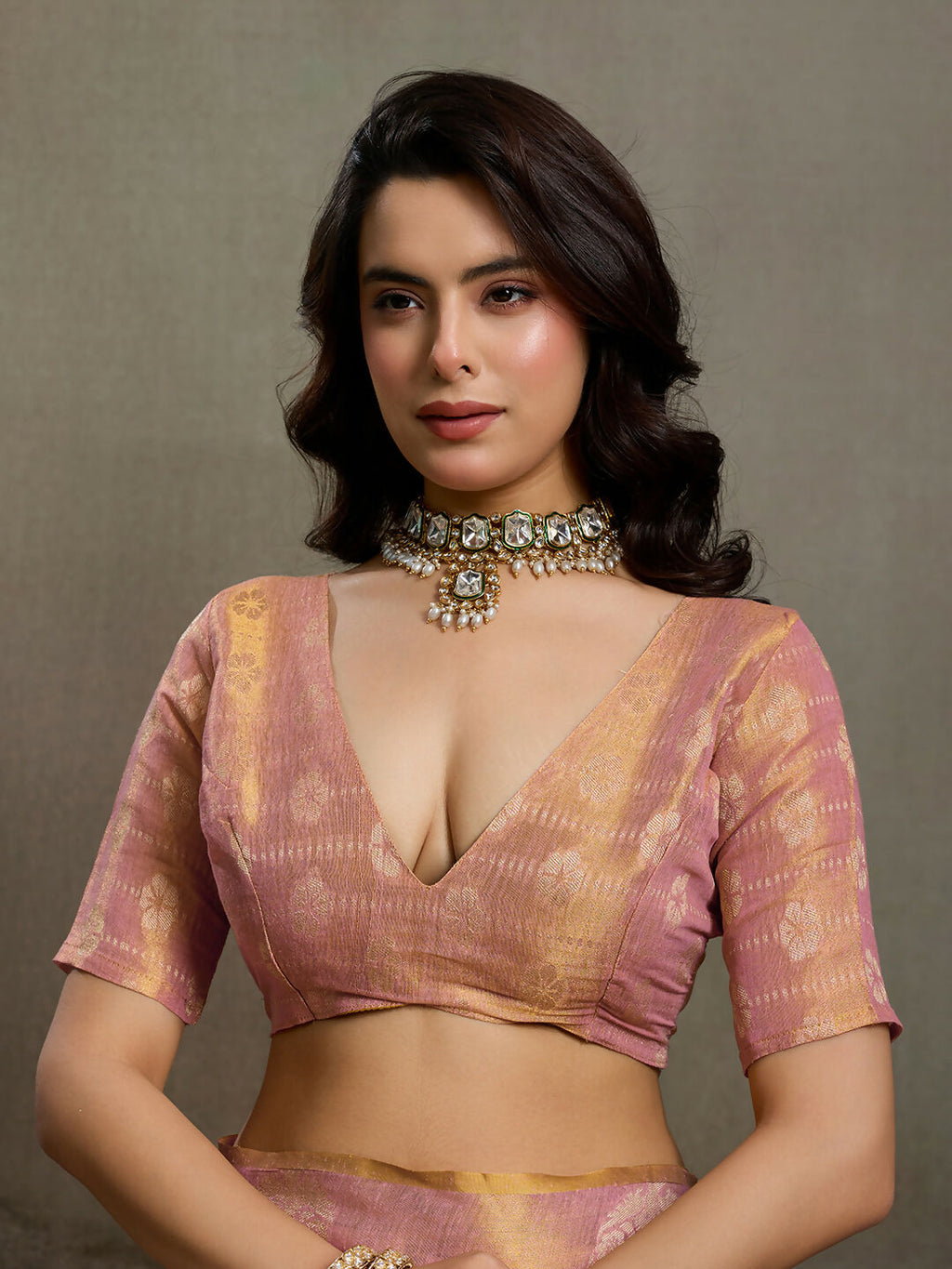 Shree Shyam Fashion Light Pink Tissue Silk Saree - Distacart