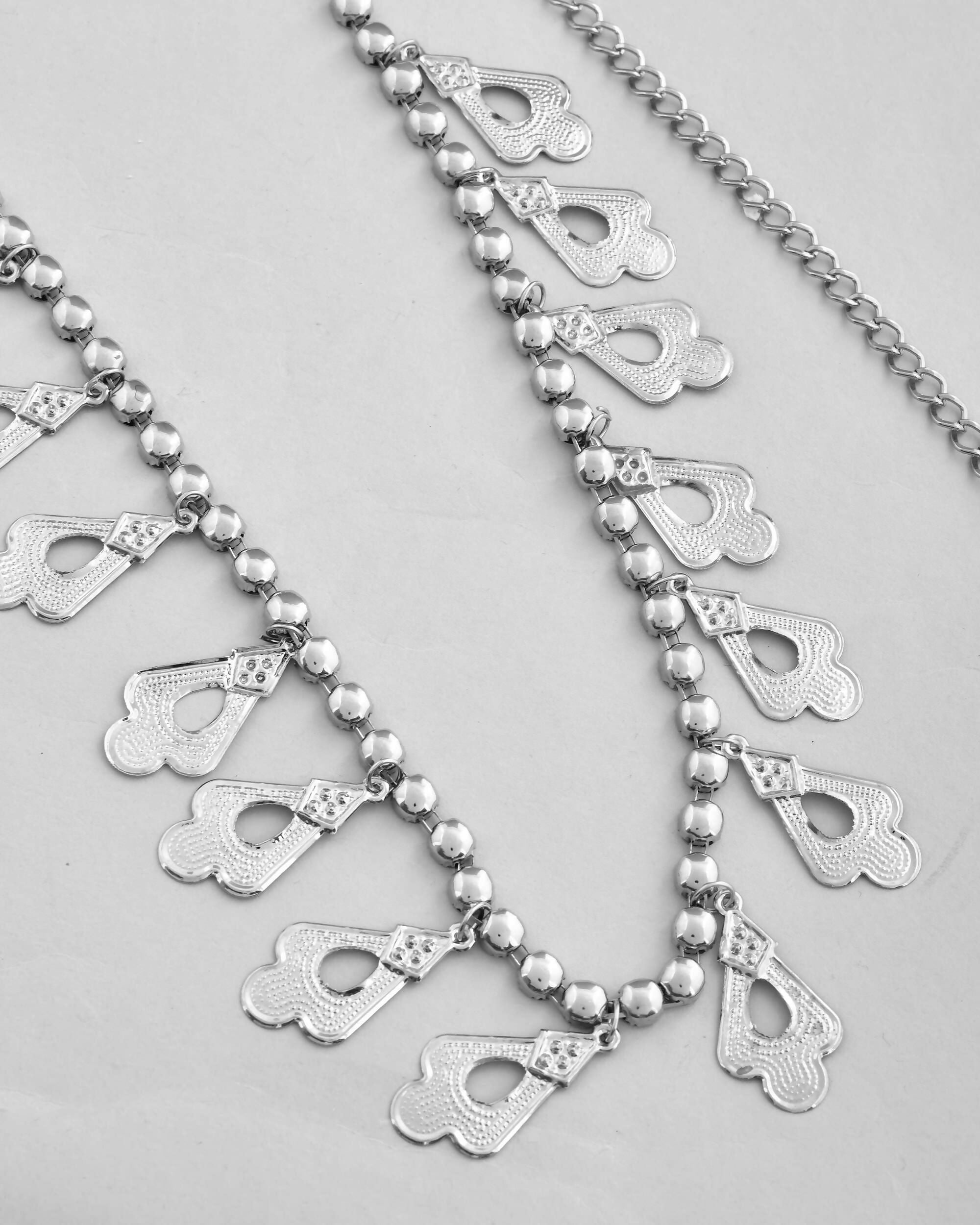 VOJ Oxidised German Silver Adjustable Waist Belt