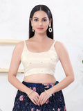 Joban Fashion Off-White Gajji Silk Sleeveless Back Open Blouse