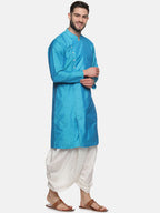 Sethukrishna Men Turquoise Blue Angrakha Kurta with Dhoti Pants - Distacart