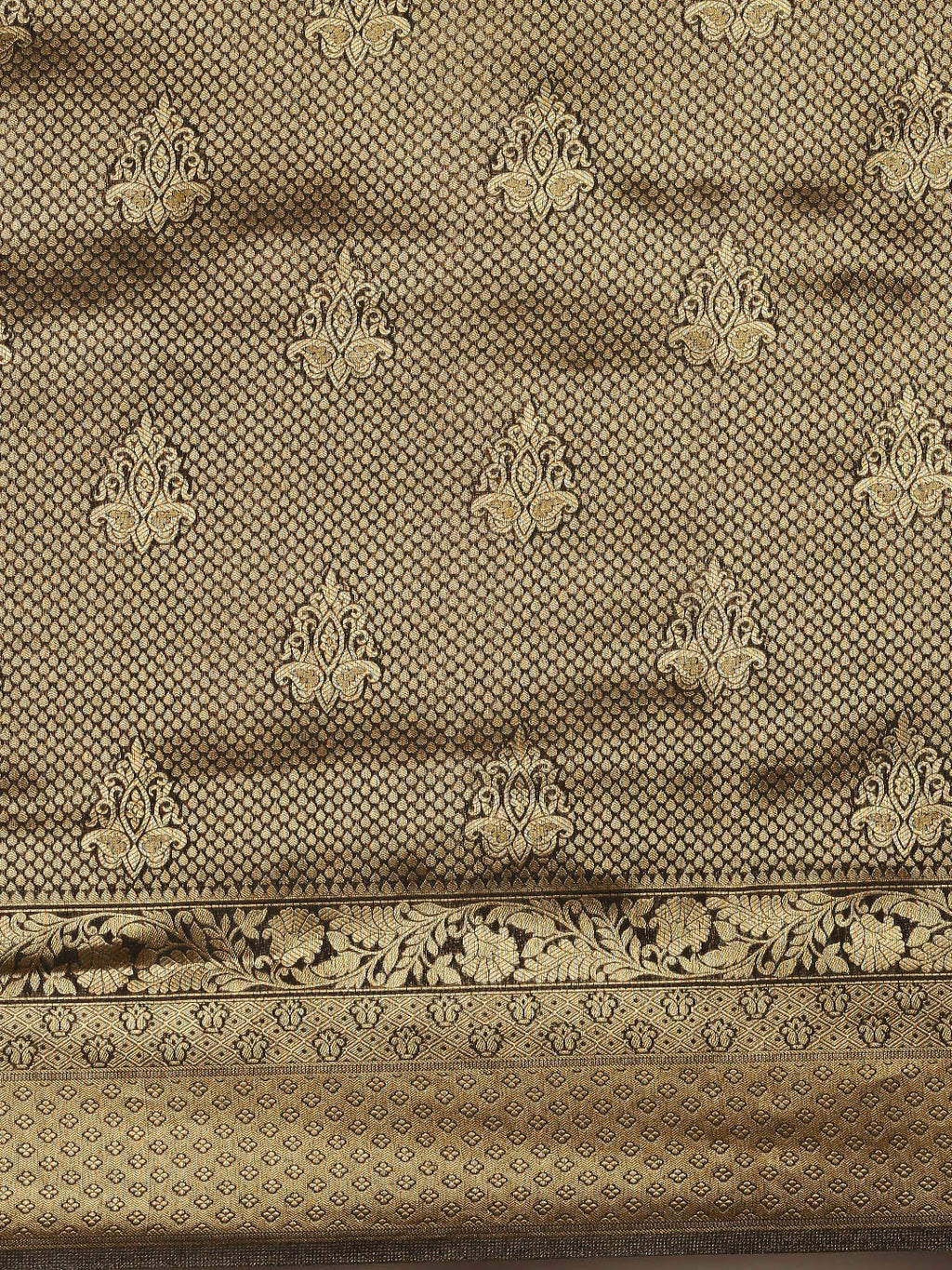 Saree Mall Black & Gold-Toned Ethnic Motifs Zari Silk Blend Banarasi Saree - Distacart