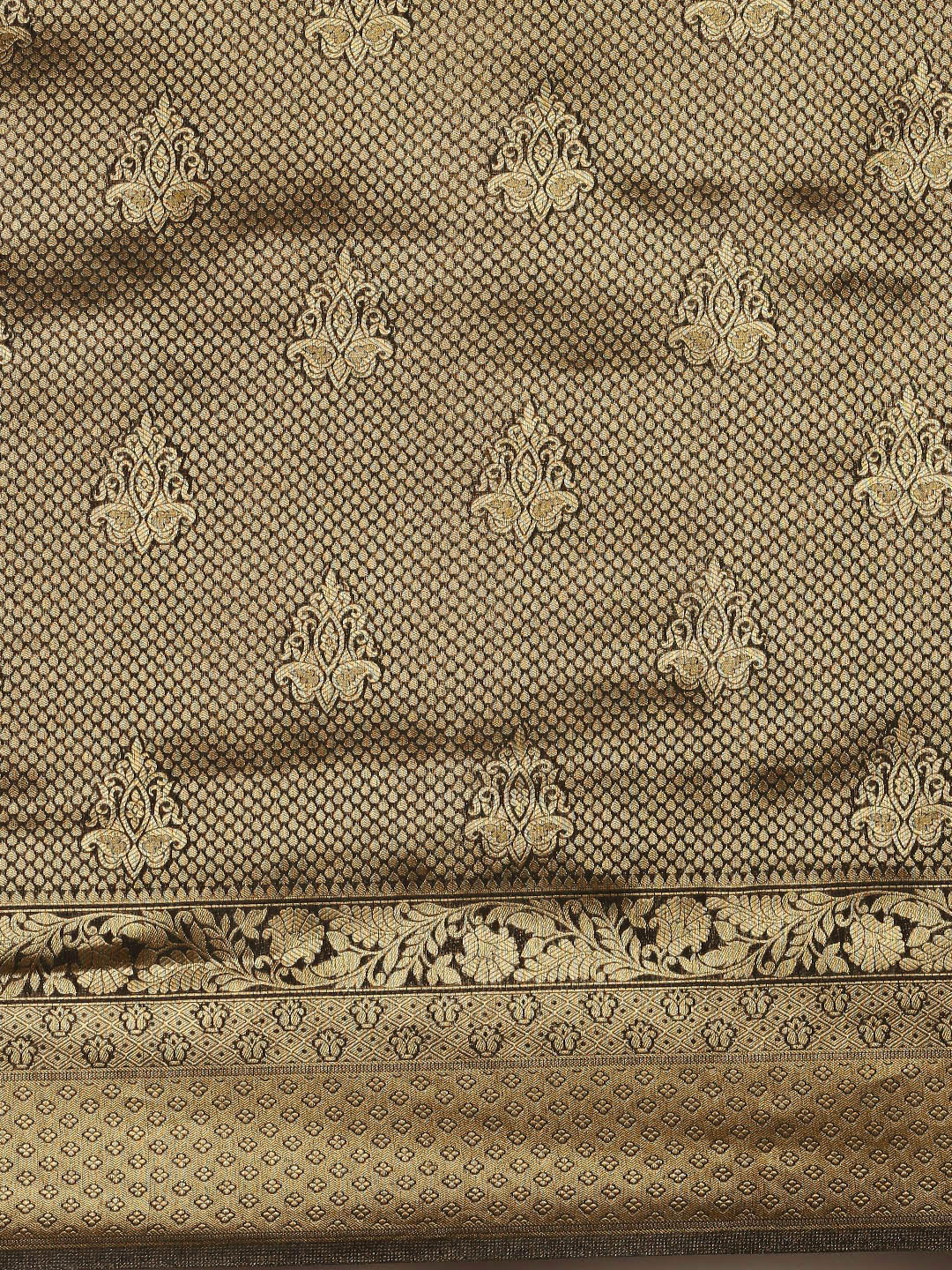 Saree Mall Black & Gold-Toned Ethnic Motifs Zari Silk Blend Banarasi Saree - Distacart
