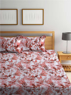 BOMBAY DYEING Serenita Brown Printed Cotton 144 TC Queen Bedsheet with 2 Pillow Covers