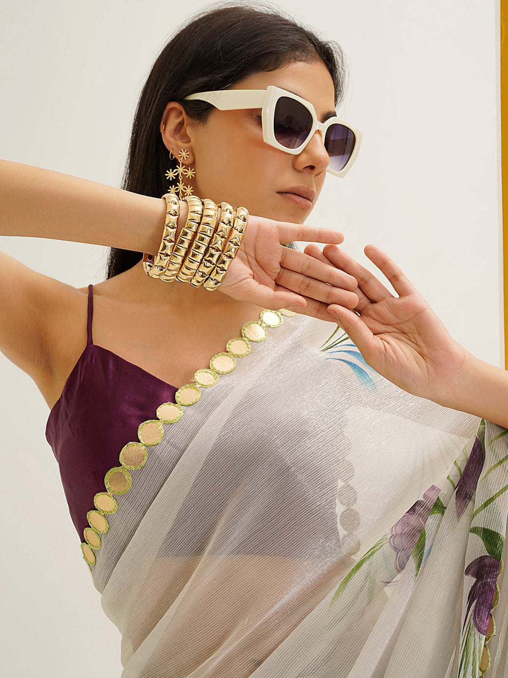 Tikhi Imli Floral Printed Poly Chiffon Saree - Distacart