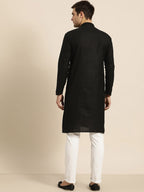 Sojanya Men Black Solid Straight Kurta