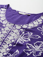 Sztori Plus Size Floral Printed Yoke Design Kurta with Trousers