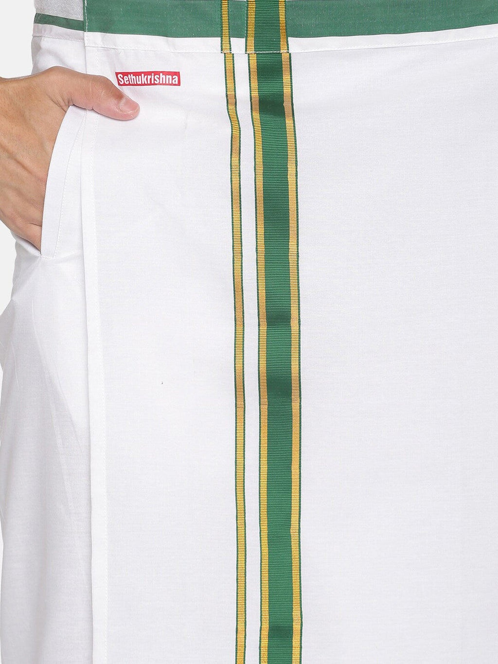 Sethukrishna White Solid Cotton Readymade Dhoti For Men - Distacart