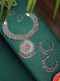 Cardinal Oxidized Silver-Toned Long Jewellery Set - Distacart