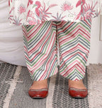 Miravan Women's Plus Size Cotton Light Pink Scenic Birds And Leaf Floral Printed Straight Pakistani Style Suit Set