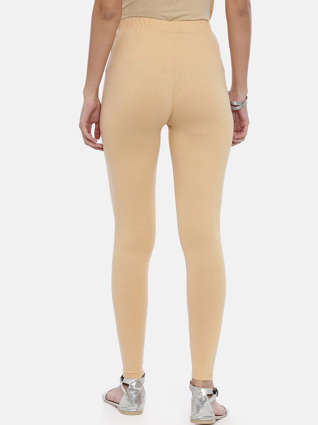 Souchii Beige Solid Slim-Fit Ankle-Length Leggings For Women - Distacart