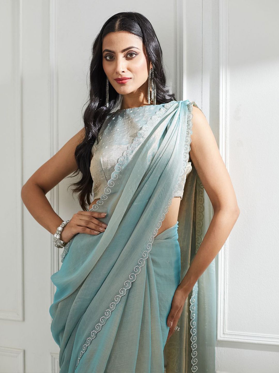 kasee Beads and Stones Pure Silk Saree - Distacart