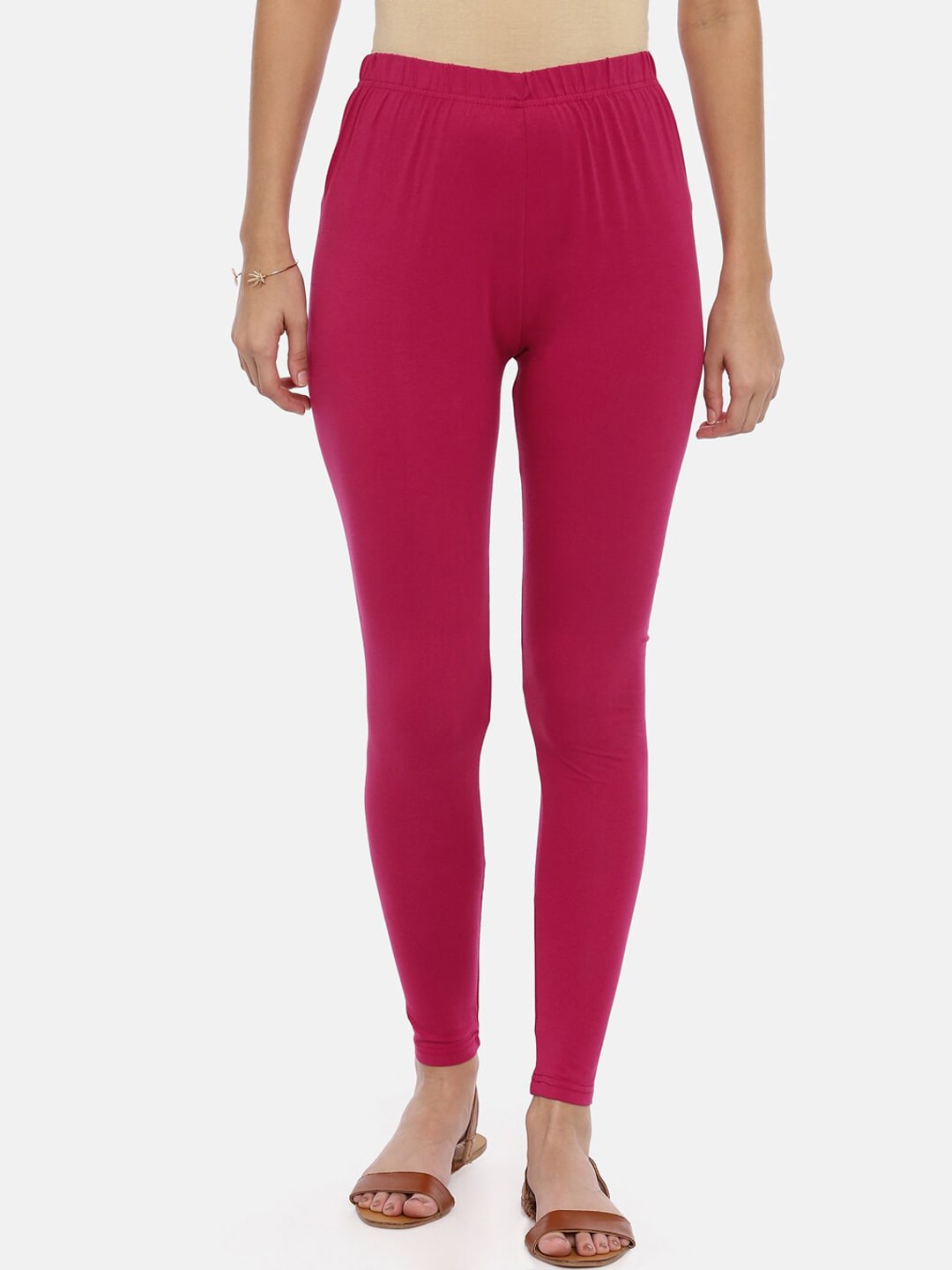 Souchii Magenta Solid Slim-Fit Ankle-Length Leggings - Distacart