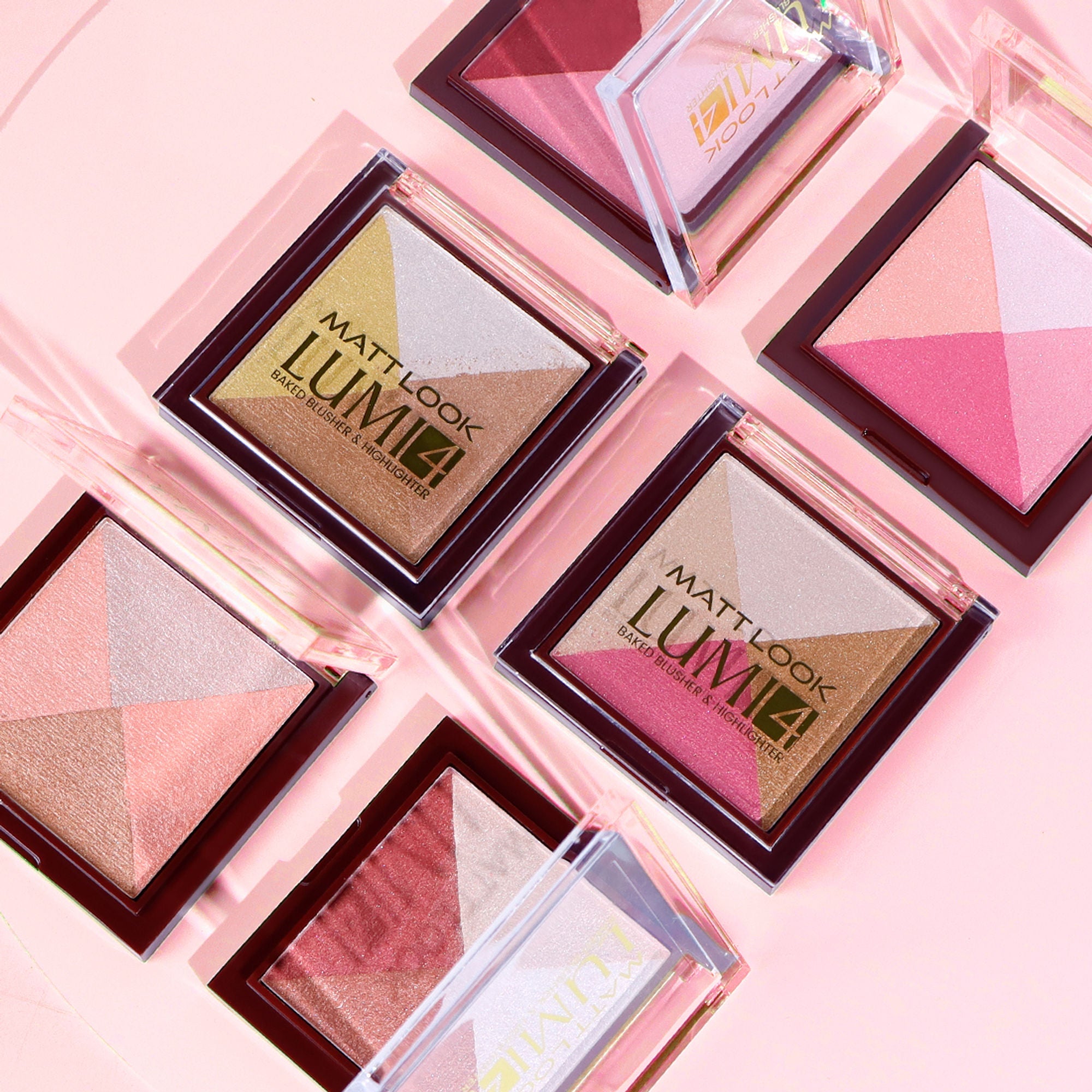 Matt Look Lumi 4 Baked Blusher & Highlighter - Dewy Rose - Distacart