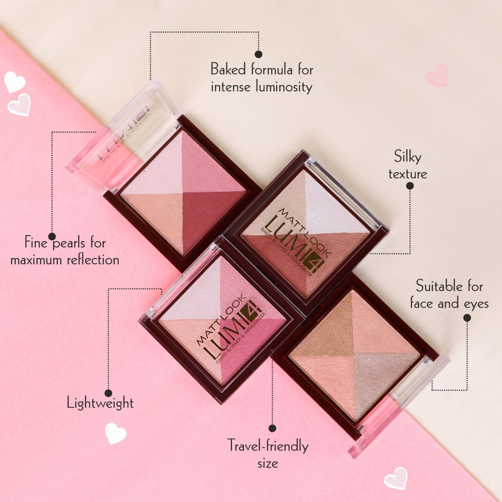 Matt Look Lumi 4 Baked Blusher & Highlighter - Fresh Glow - Distacart
