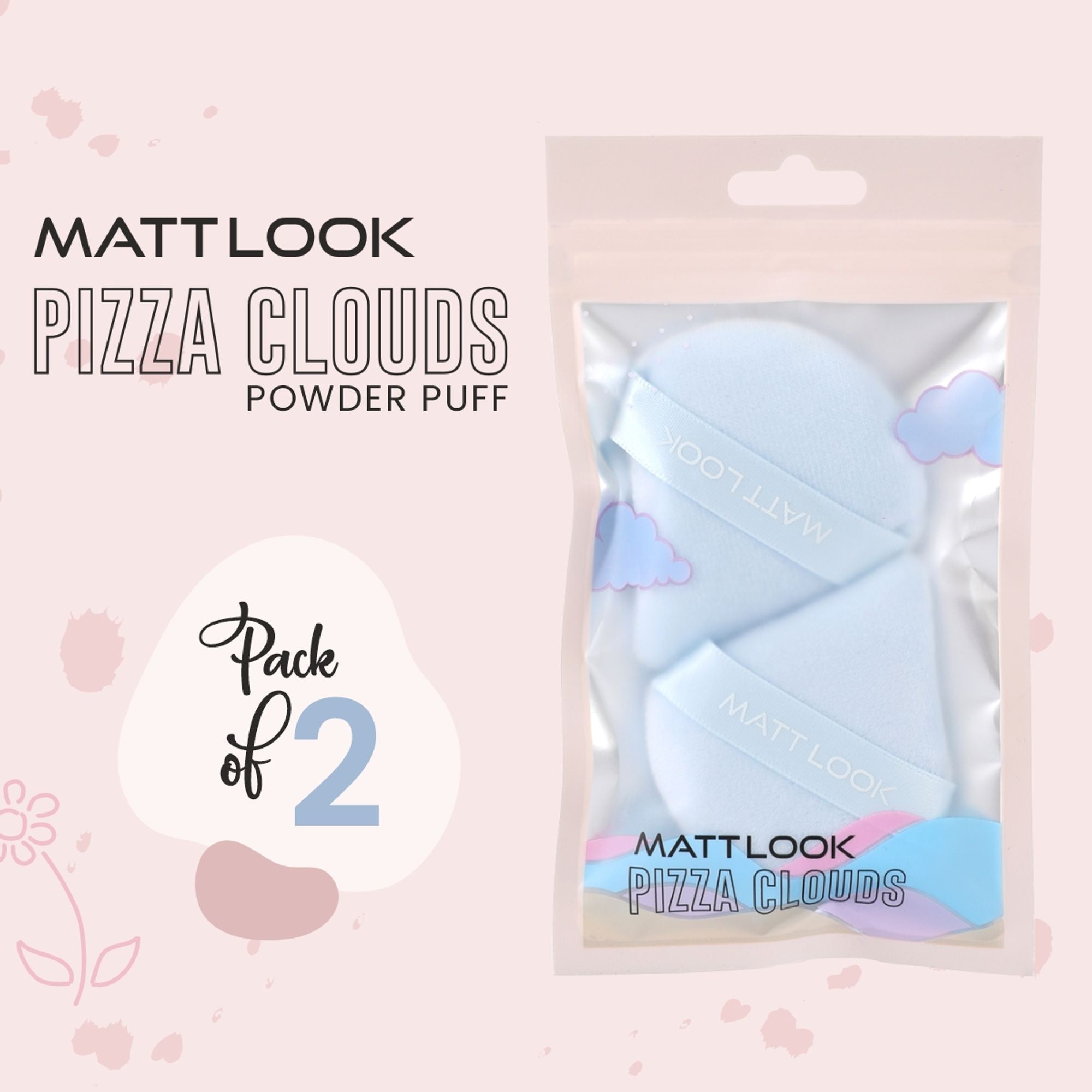 Matt Look Pizza Clouds Powder Blue Puff - Pack Of 2