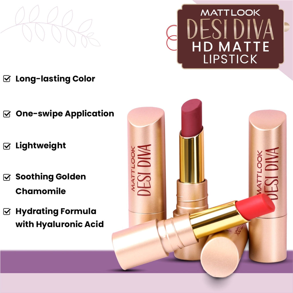 Matt Look Desi Diva HD Matte Lipstick - Molten Red-05 - Distacart