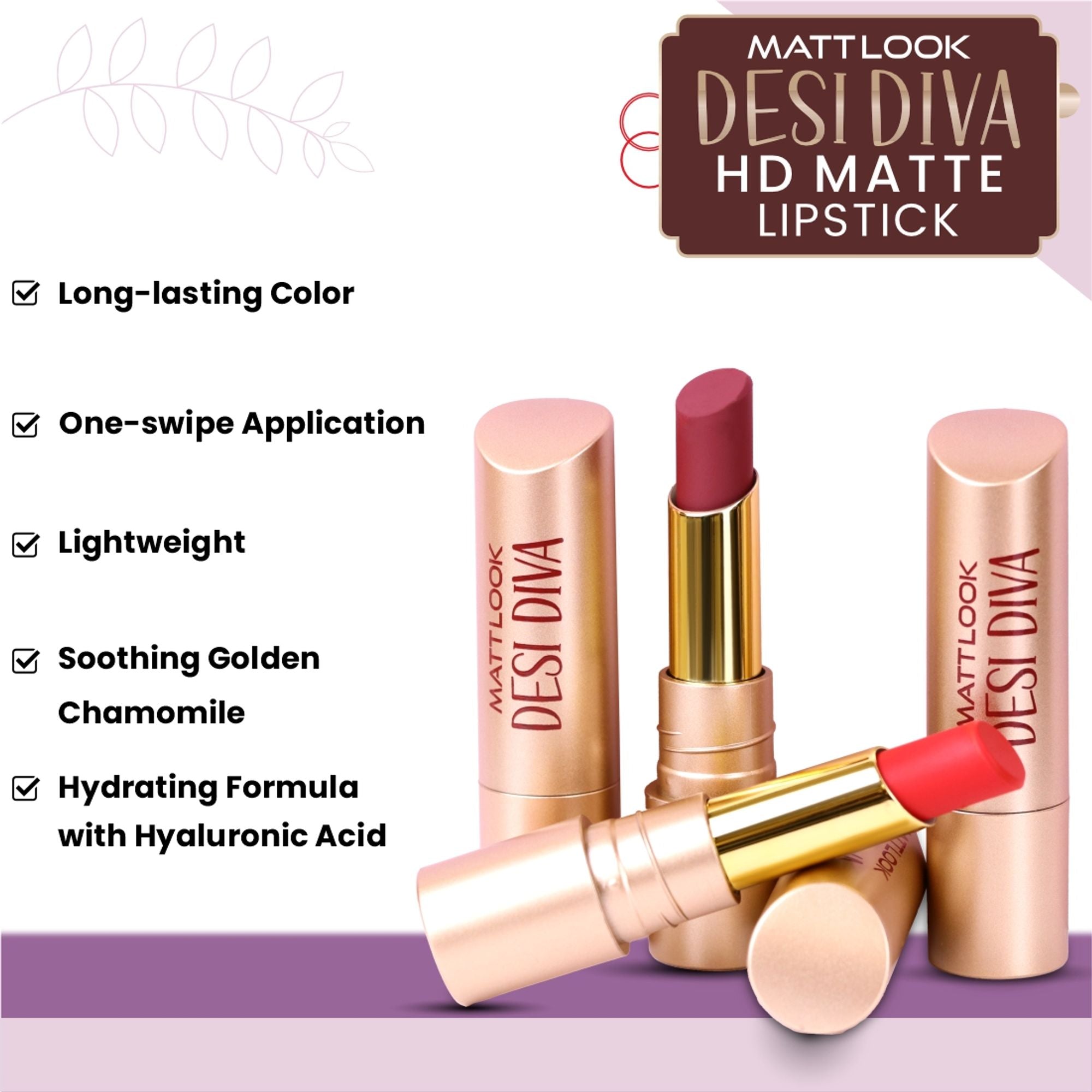 Matt Look Desi Diva HD Matte Lipstick - Nude Blush-22 - Distacart