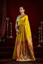 Joban Fashion Yellow Paithani Silk Blend Butti Saree - Distacart