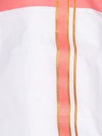 Sethukrishna Men White & Pink Solid Cotton Dhoti - Distacart