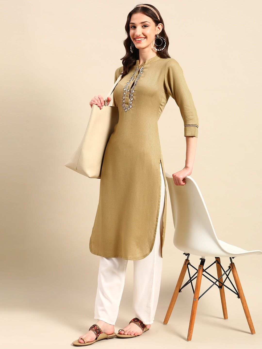Sangria Yoke Design Mirror Work Kurta