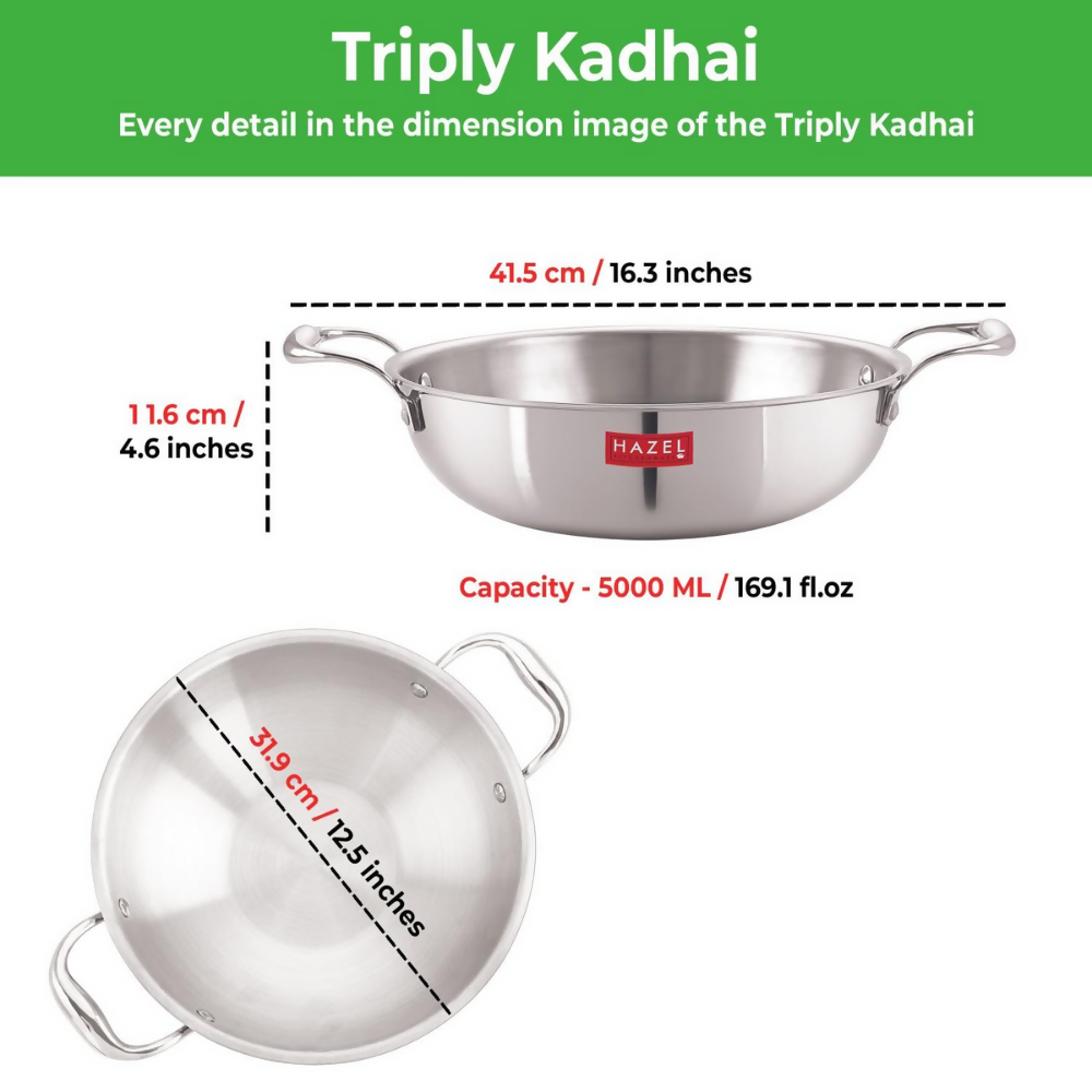 Hazel Triply Stainless Steel Induction Bottom Kadhai
