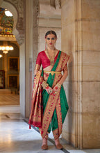 Jewel Green Soft V.P. Silk Magnum Finish, Weaving, Golden Zari Paithani Silk Saree - Rath Kadampalli