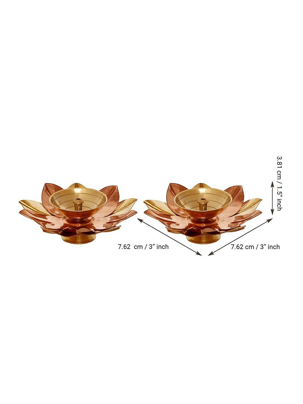 eCraftIndia Brown & Gold-Toned 2 Pcs Floral Shape Metal Diyas
