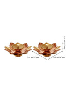 eCraftIndia Brown & Gold-Toned 2 Pcs Floral Shape Metal Diyas