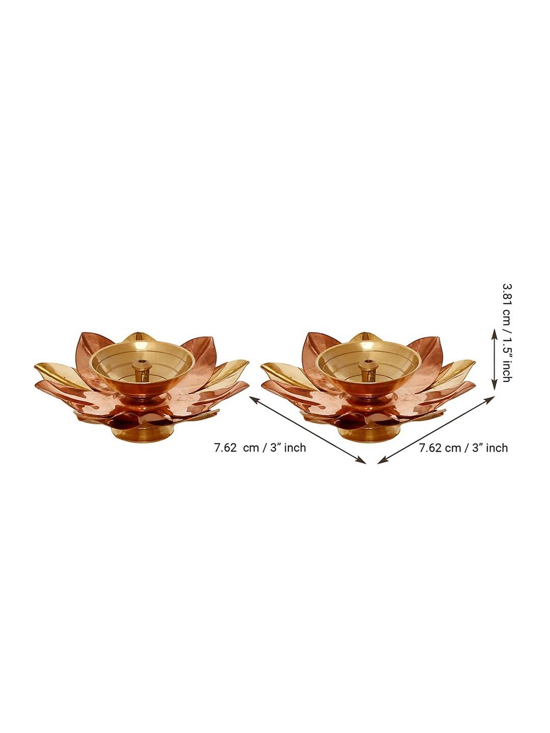 eCraftIndia Brown & Gold-Toned 2 Pcs Floral Shape Metal Diyas